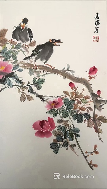 Chinese flower and bird painting texture