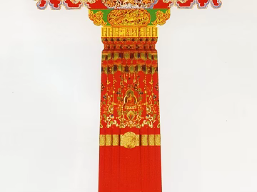 Chinese red gold color painting beam column ancient architectural components texture (ID:ffaeh553432)
