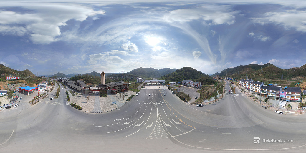 HDR Tourism Ecological Ancient Town Panoramic View texture