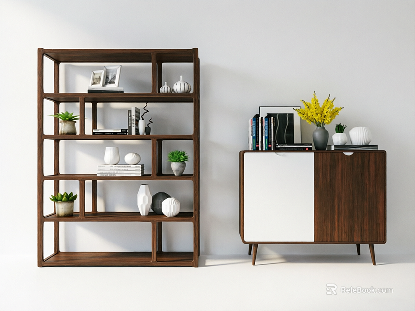 Deep Walnut Modern Style Storage Cabinet texture