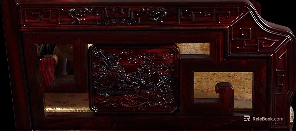 Chinese red wood carved furniture components texture
