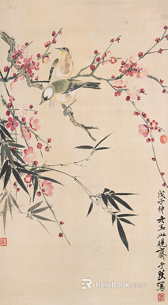 Chinese flower and bird painting texture