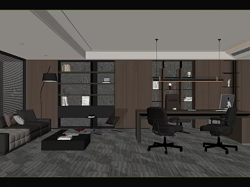 dark gray geometric carpet office space 3d model