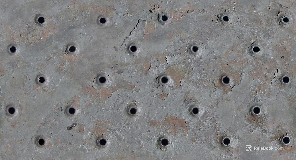 Grey old perforated metal plate industrial wall texture