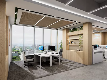 Modern Light Wood Office Space Wall Panel texture (ID:ffaeh550956)