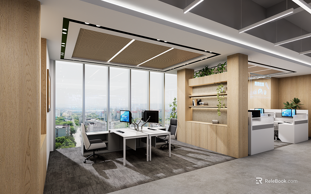 Modern Light Wood Office Space Wall Panel texture