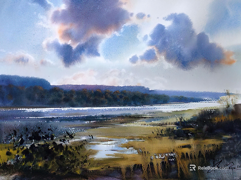 Modern Simple Landscape Decorative Painting texture