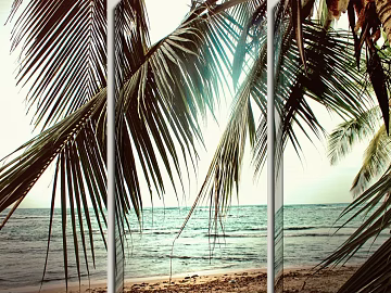 Triple Decorative Painting of Tropical Coast Landscape texture (ID:ffaeh208676)