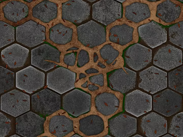 Dark gray hexagonal floor tile outdoor ground texture (ID:ffaeh007794)
