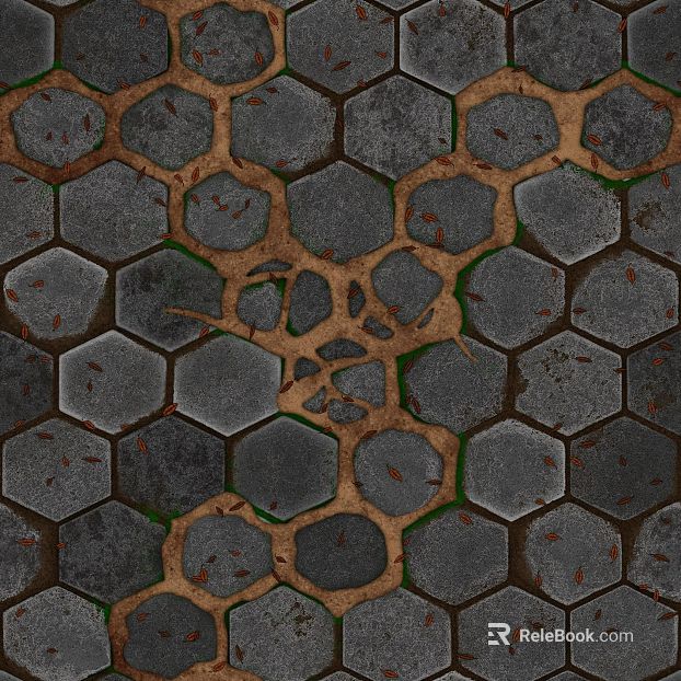 Dark gray hexagonal floor tile outdoor ground texture