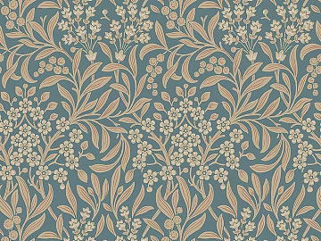 Blue Beige Floral Pattern Wallpaper texture (ID:ffaeh948901)