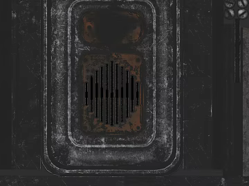 Industrial black rust-colored sheet metal hatch panel texture (ID:ffaeh351276)