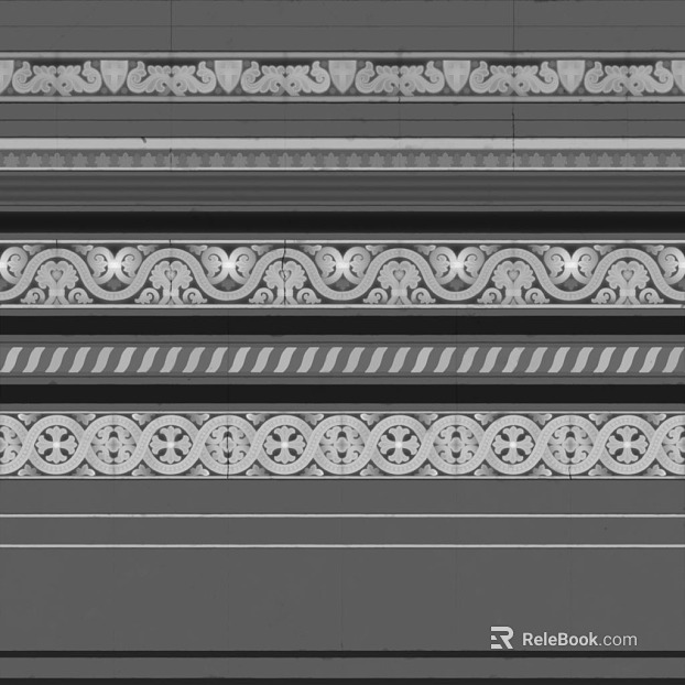 Off-white European-style carved wall line waist line texture