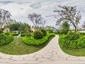 City Garden Streetscape Cloudy Cloudy Day Panoramic HDR texture (ID:ffach506246)