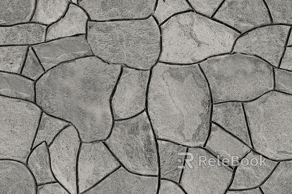 Close-up of stone paving, revealing its textured surface with irregular, interlocking stones of various shades, creating a rustic and durable pathway material.