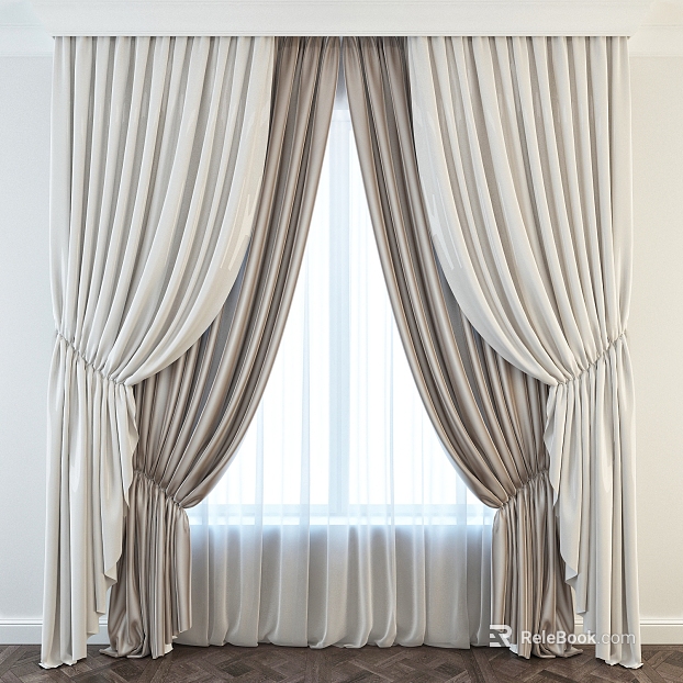 Light gray champagne silk curtains bedroom texture