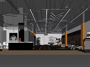 Industrial wind gray tone gym scene texture (ID:ffaeh222774)