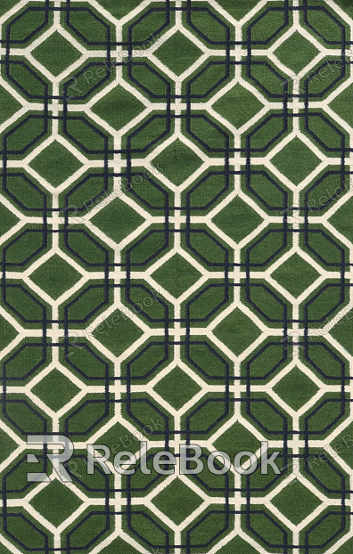 A vibrant geometric carpet featuring an intricate pattern of hexagons and triangles in shades of blue, green, and orange on a contrasting dark background, showcasing exquisite craftsmanship and bold design.