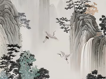 Chinese Landscape Painting Chinese Ink Painting texture (ID:ffach783456)