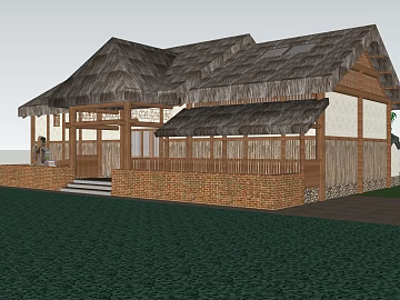 Chinese-style thatched log rural architecture texture (ID:ffaeh397824)