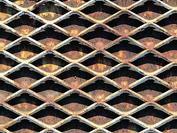 Rust color old metal mesh industrial wall 3d model