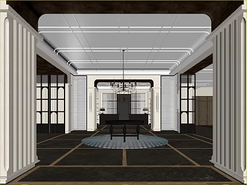 Light Luxury Dark Color Patchwork Tile Lobby texture (ID:ffaeh699686)