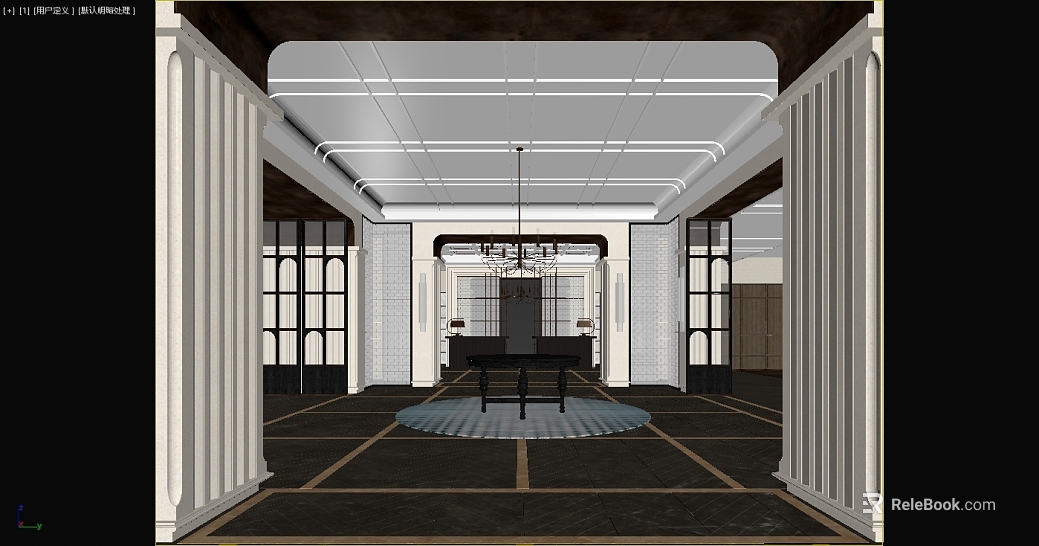 Light Luxury Dark Color Patchwork Tile Lobby texture