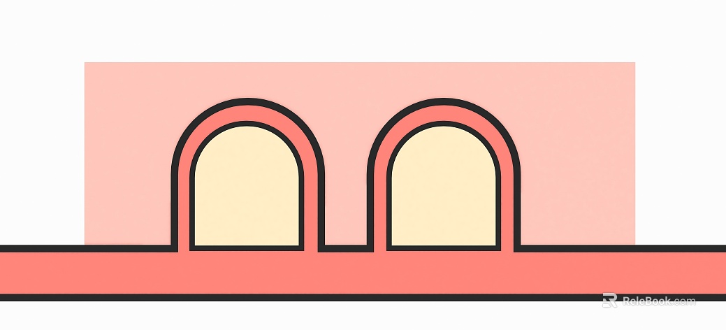 Light powder arched building facade decoration texture