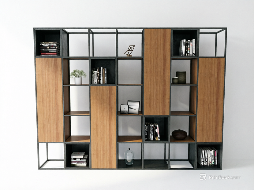 Light Brown Wood Grain Modern Bookshelf Cabinet texture