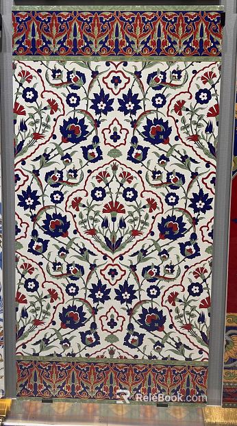 Ethnic style blue and red pattern art tiles texture