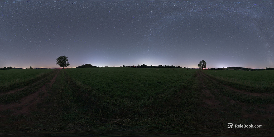 Open outdoor starry sky night view grassland sparsely populated texture