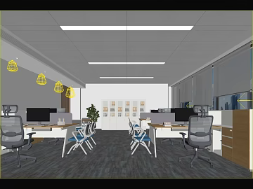 Dark gray office carpet office space 3d model