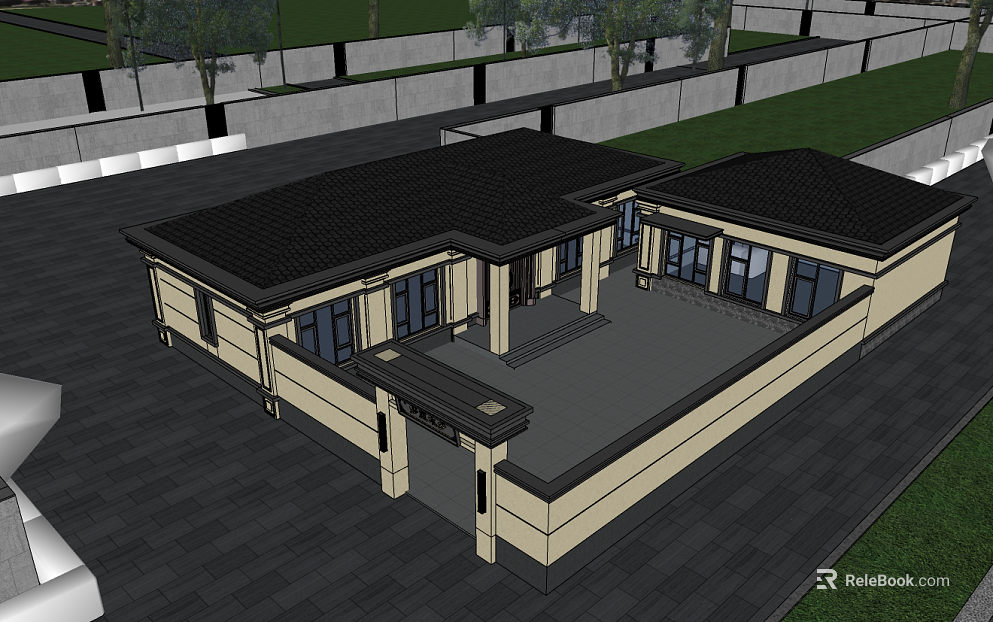 New Chinese Beige Single House Courtyard Villa texture