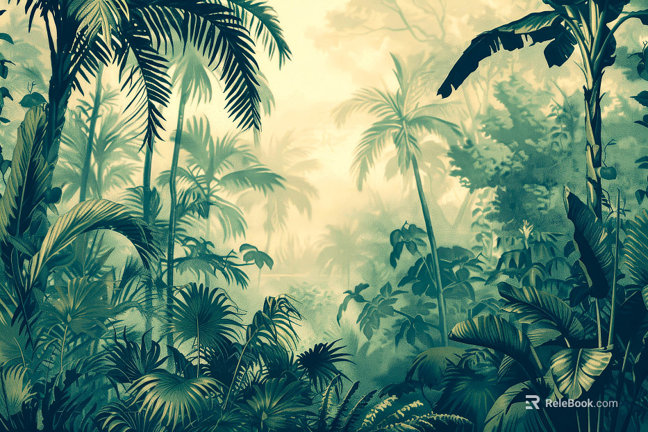 European Literary Plants Tropical Rainforest Wallpaper texture