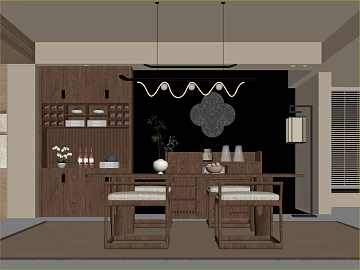 New Chinese Deep Brown Solid Wood Restaurant Space texture (ID:ffaeh718836)
