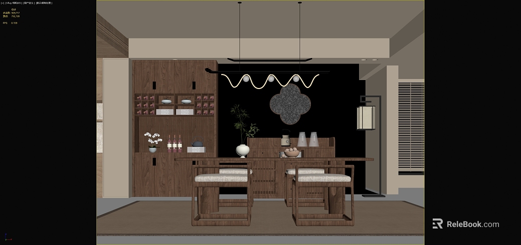 New Chinese Deep Brown Solid Wood Restaurant Space texture