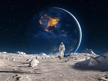 Cosmic Moon Astronaut Scene texture (ID:ffaeh185139)
