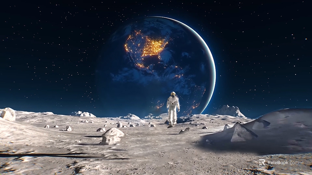 Cosmic Moon Astronaut Scene texture