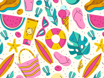 Hand painted cartoon summer background wallpaper mural wallpaper wall covering texture (ID:ffach126224)