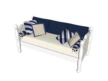 Blue and white Mediterranean style fabric sofa texture (ID:ffaeh124371)