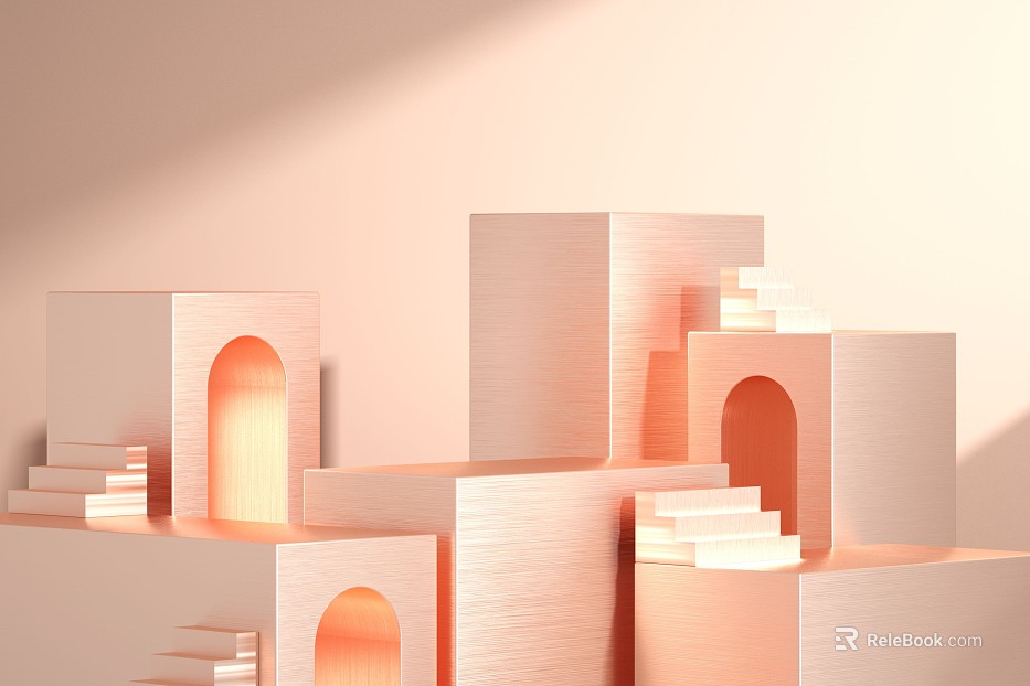 Light Luxury Pink Metal Display Table texture