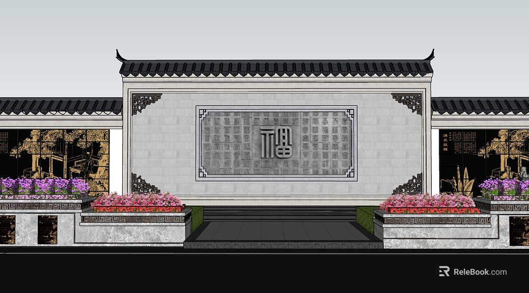 Chinese-style Fu character relief shadow wall texture