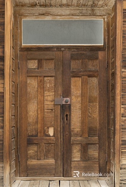 Retro dark brown solid wood double door texture