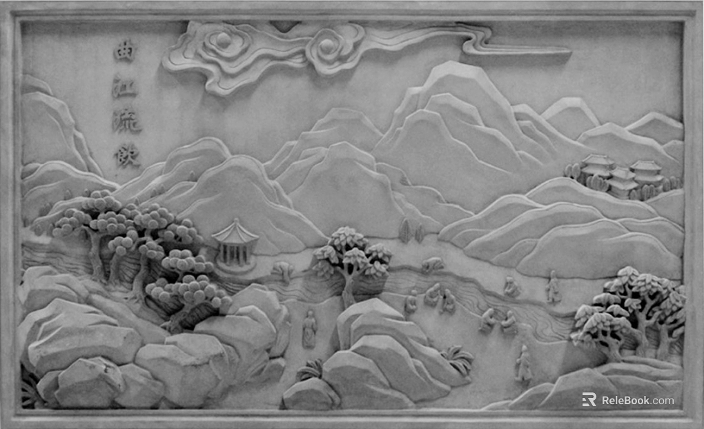 relief cloud carved black and white texture