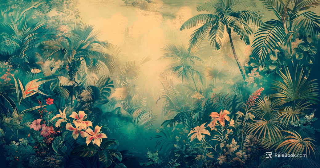 European Literary Plants Tropical Rainforest Wallpaper texture