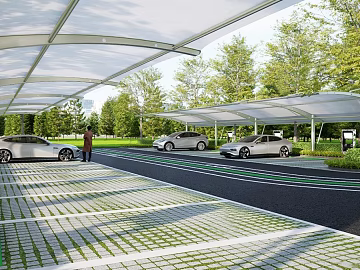 Modern outdoor new energy parking lot texture (ID:ffaeh698041)