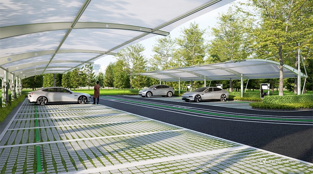 Modern outdoor new energy parking lot texture