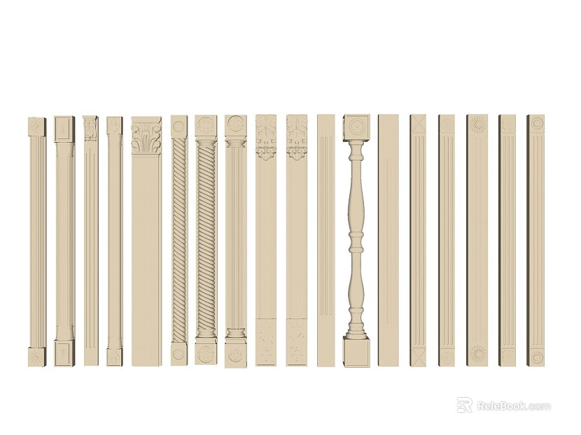 Off-white European-style carved decorative column texture
