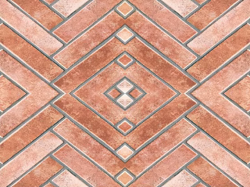 The ground is patchwork and red brick is laid obliquely. texture (ID:ffajg72206)