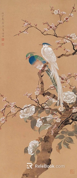 Chinese style flower and bird brushwork decorative painting texture